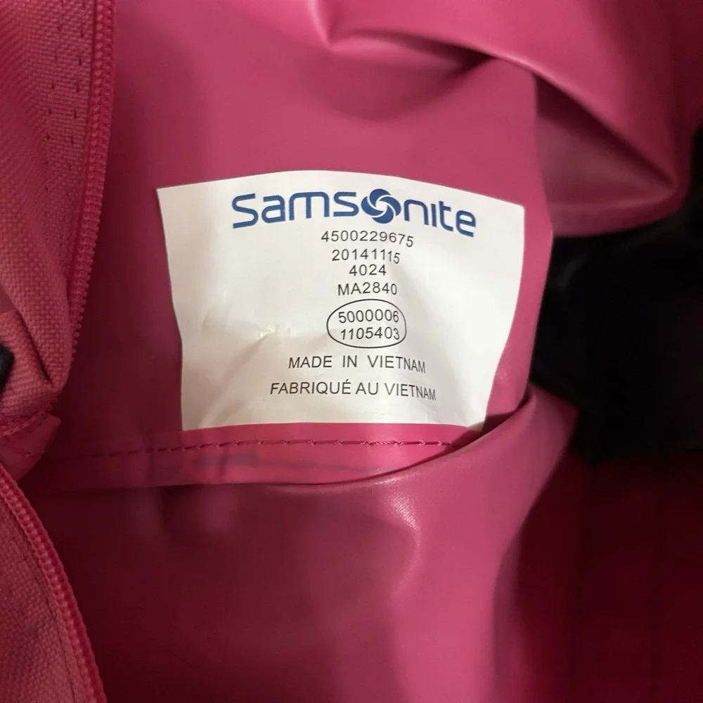 Samsonite Canvas Weekender Yacht Travel Tote Bag Foldable Pink Navy Large 25x15